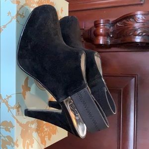 Jessica Simpson black suede open bk booties.Sz 7.5